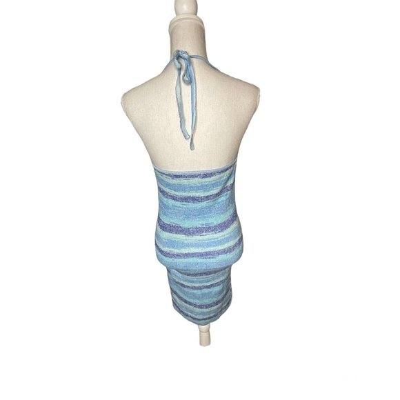 Wild Fable Women's Sleeveless Halter Striped Sweater Dress Medium Blue S… - Picture 2 of 7